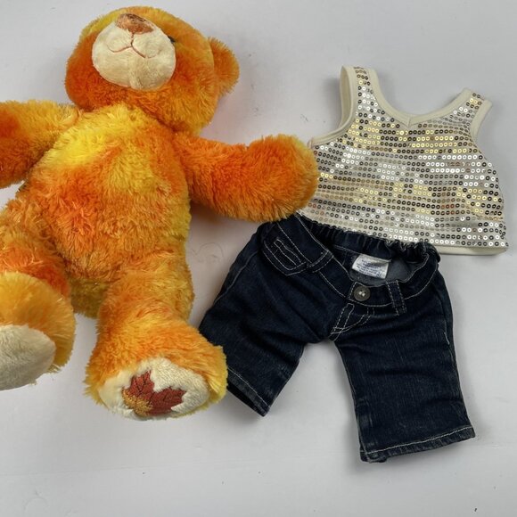 Build-A-Bear Four Seasons 15" Autumn Bear with Maple Leaf Sparkly Orange Fur - Picture 8 of 8